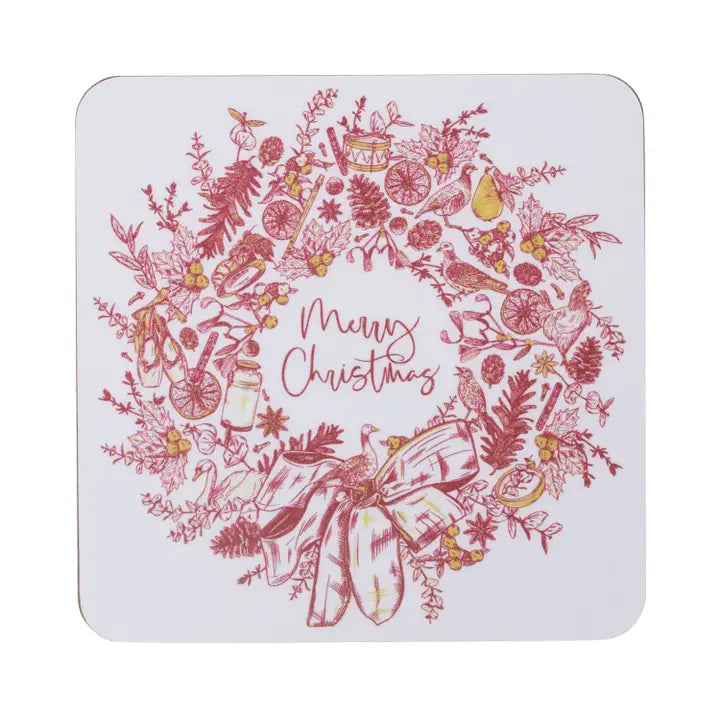 Victoria Eggs - Christmas Wreath Set of 4 Coasters