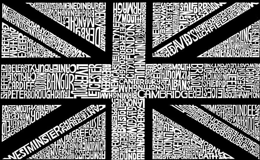 Union Jack Word Art Tote Bag - Red (S)