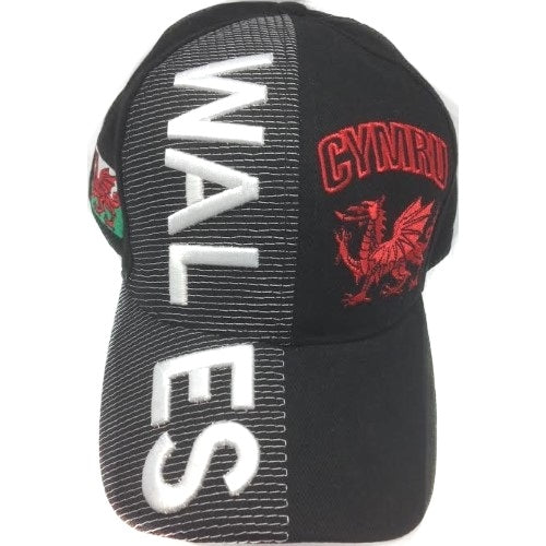Wales Black 3D Hat